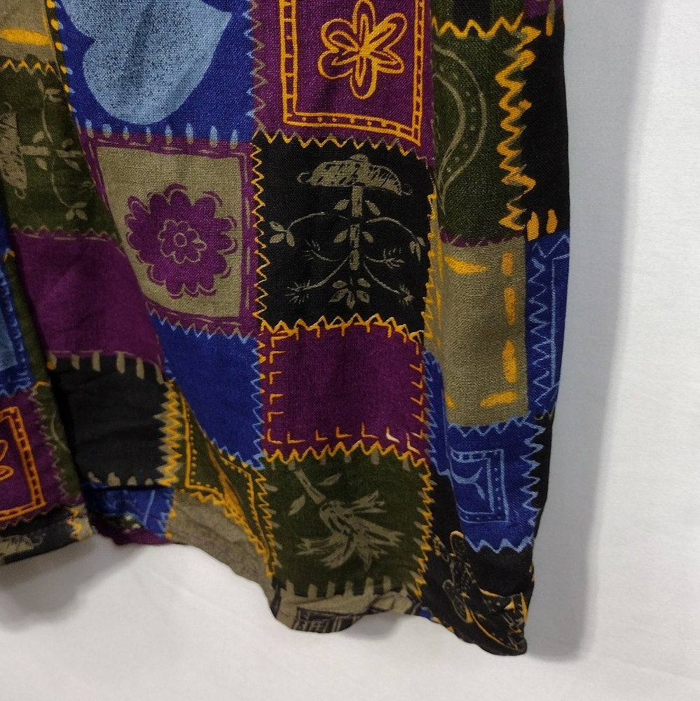 Vintage Ruff Hewn Patchwork Button Shirt Womens L Multicolor Artsy Retro Boho - Picture 4 of 7